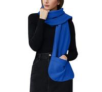 Generisch Bufanda para mujer, estola, suave, acogedora, de forro polar, con bolsillos delanteros, bufanda cálida para mujer, invierno, ligera, de color sólido, para otoño e invierno, ropa cálida, azul