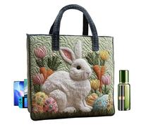 Generisch Bunny Tote Bag - Bolso de mano de estilo Bunny, de hombro de conejo, tela de algodón suave con mango reforzado, accesorio de regalo para de Pascua, compras al aire libre