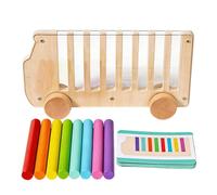 Generisch Bus - Wooden Color Sorting Toy | Wooden Bus Pull-Stick Matching Game, Fine Motor Skills Training Toy for Preschool Sensory Learning & Color Recognition for Kids 3+