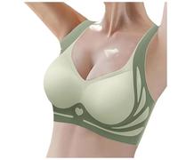 Generisch Bustier Bras No Underwire Scalloped Up Bras Soft Wireless Comfort Bralettes Full Coverage Everyday Bra Bustier &, verde, L