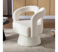 Generisch Butaca giratoria de 360 grados, color beige, cojín redondo con acolchado ancho, silla de acento mullida para salón, dormitorio, oficina, sala de espera, capacidad de carga de 150 kg