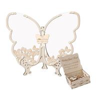 Generisch Butterfly Guest Book, Wooden Butterfly-Shaped Signature Keepsake, /11.81x11.02x6.3 pulgadas Wedding, Guestbook Alternativa para Cumpleaños, Placa de memoria personalizada para bodas