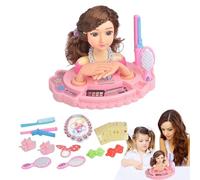 Generisch Cabeza de muñeca infantil para peluquería - Bayangbi Girl Doll | de rol para peinar y trenzar | Juego de muñecas de maquillaje e inofensivo para cumpleaños, Navidad