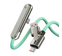 Generisch Cable de datos con soporte de 240 W - Cable de carga rápida de doble cabezal con parte lateral plegable | Carga con soporte invisible 2 en 1 para acampar al aire , senderismo