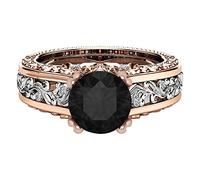 Generisch Cadena 2 anillos anillo regalo 14 quilates separación anillo mujer color dorado rosa aleación joyas anillos caléndula grasa de ordeño, 9, Cobre, Sin piedras preciosas