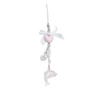 Generisch Cadena para teléfono móvil de resina con forma de corazón | Elegante colgante de resina para colgar botones de la cámara, delfín juguetón con lazos en forma de corazón