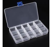 Generisch Caja clasificadora 2P - Práctico organizador de piezas pequeñas con 15 compartimentos variables para perlas; caja de almacenamiento para joyas; tornillos y mini accesorios