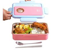 Generisch Caja de acero inoxidable con compartimento para aperitivos | Fiambrera con gran capacidad para escuela, oficina, viajes, guardería, camping y picnic