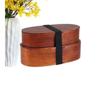 Generisch Caja de almacenamiento para almuerzo, recipiente de madera para comidas, doble capa, como contenedor de alimentos, para viajes de primavera, viajes, escuela, camping, pícnic, carnes