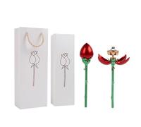 Generisch Caja de anillo de compromiso de flores, caja de anillos de flores para propuesta, maletín de flores con STEM, organizador de joyas, soporte para pendientes automáticos de cierre abierto para