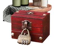 Generisch Caja de madera con tapa | antiguo almacenamiento decorativo - Caja de almacenamiento para joyas con cerradura, para oficina, armario, cómoda, mesita de noche