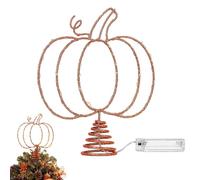 Generisch Calabaza para árbol de Navidad con luz LED, decoración de metal | Punta de árbol de Navidad para el hogar, niños, iglesia, vacaciones, fiesta, chimenea, ventana, interior, exterior