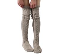 Generisch Calcetín cálido de invierno cubierta de pierna calcetines de rodilla casa pantalones de lana gruesa Calentadores de pierna moda suave elástico calcetín, gris, talla única