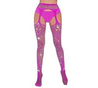 Generisch Calcetines Cuatro bragas largas ahuecadas Medias de mujer de seda en los lados Pantimedias, rojo, talla única