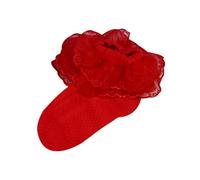 Generisch Calcetines de algodón lindos de primavera 2026 calcetines de encaje bordados delicados calcetines de encaje princesa de encaje, rojo, 7-8 años