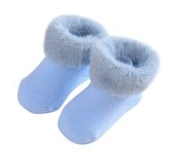 Generisch Calcetines de bebé para invierno, calcetines cálidos, calcetines para niños, calcetines de princesa, calcetines de piso, calcetines de bebé, ropa de invierno, azul, M Infant