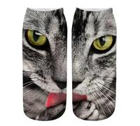 Generisch Calcetines de gato, accesorios de transpirables y que absorben la humedad | Lindos calcetines con diseño de animales | Para madres, niñas, novias, esposas, familias y amigos, Lamiendo