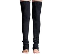 Generisch Calcetines de mujer 39-42 Corto Negro Alta Corbata de Cable de Punto Crochet Botas Largas Calcetines Yoga Pierna Agujas de tejer para calcetines Madera, Negro , L