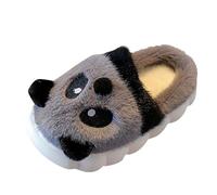 Generisch Calcetines de peluche invierno lindo panda cálido grande peludo cálido mocasines, gris, 25 EU