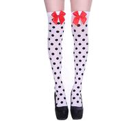 Generisch Calcetines modernos de thigh stockings Strawberry Bowknot Stripes Over Knee Sock Long Socks Festival Tights Long Stocking Strapsen Medias Costuras, l, Talla única