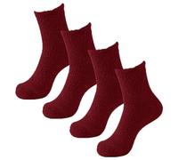 Generisch Calcetines mullidos, 2 pares, pantuflas cómodas, calcetines esponjosos, calcetines casuales para hombre, calcetines cálidos y suaves, calcetines cómodos para dormir, calcetines 38-42, rojo