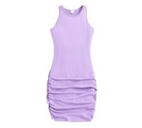 Generisch Calendario de Adviento Mi Vida Niños Niñas Verano Sin Mangas Vestido De Princesa Color Sólido Vestido Casual Para Niñas Bebé Niñas 80, morado, 7-8 años