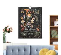 Generisch Calendario de Pared Luna Bosque Oscuro - Calendario Del Bosque De Navidad Navidad, Calendario De Pared Del Calendario Del Bosque Oscuro Arte Masculino | Calendario Lunar 2024, Calendario De