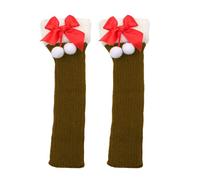 Generisch - Calentadores de piernas navideños de punto acanalado, calcetines largos tejidos a crochet para fiesta, yoga, cosplay, elegantes calcetines hasta la rodilla para niñas y mujeres, caqui, A