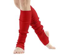 Generisch Calentadores de piernas para mujer Dance & Yoga | Open Toe & Heel Dance Socks | Eighty's 80s Ribbed Party Socks | Calcetines deportivos cálidos, rojo, talla única