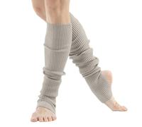 Generisch Calentadores de piernas para mujer Dance & Yoga | Open Toe & Heel Dance Socks | Eighty's 80s Ribbed Party Socks | Calcetines deportivos cálidos, gris, talla única