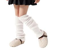 Generisch Calentadores de piernas para niños calentadores de piernas de punto calcetines sueltos calentadores de piernas altas para niñas, Blanco, talla única