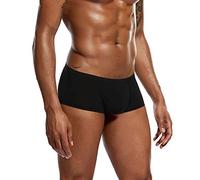 Generisch Calzoncillos bóxer cortos para hombre, de un solo color, ajuste transpirable, ropa interior para hombre, uso diario, con brazos arrugados, no se desliza, material elástico, cómodo, Negro