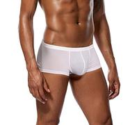 Generisch Calzoncillos bóxer cortos para hombre, de un solo color, ajuste transpirable, ropa interior para hombre, uso diario, con brazos arrugados, no se desliza, material elástico, cómodo, Blanco