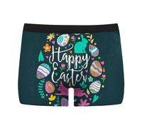 Generisch Calzoncillos bóxer de Pascua para hombre, coloridos conejitos de Pascua, divertidos, con impresión de huevos de Pascua, calzoncillos de algodón, ropa interior transpirable, calzoncillos
