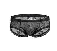 Generisch Calzoncillos bóxer divertidos de encaje para hombre, lencería transparente, calzoncillos transpirables, ropa interior de bikini, bragas eróticas, lencería erótica, lencería, Negro , XL