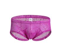 Generisch Calzoncillos bóxer divertidos de encaje para hombre, lencería transparente, calzoncillos transpirables, ropa interior de bikini, bragas eróticas, lencería erótica, lencería, morado, M