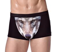 Generisch Calzoncillos bóxer para hombre, algodón, diseño de lobo, ropa interior cómoda, cálida, suave, transpirable, sexy, cintura elástica, calzoncillos tipo bóxer, ligeros, elásticos, calzoncillos