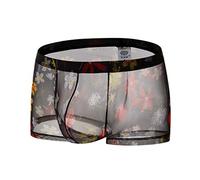 Generisch Calzoncillos bóxer para hombre de malla, ropa interior fina, transparente, erótica, transparente, de secado rápido, transpirables, ajustados, ligeros, Negro , M