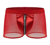 Generisch Calzoncillos bóxer para hombre de piel, pantalones cortos con cremallera, transparente, aspecto mojado, ropa interior sexy, lencería erótica, ropa interior erótica, ropa interior erótica