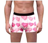 Generisch Calzoncillos bóxer para hombre San Valentín ropa interior impresa estilo rojo especial corazón rosa pantalones cortos medianos, Rosa intenso., L