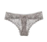Generisch Calzoncillos de mujer ropa interior bragas bragas mujeres ligero lujo bragas de encaje transparente hueco tentación baja cintura baja sin costuras delgadas bragas, gris, S
