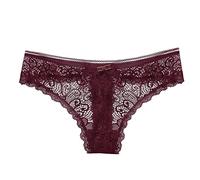 Generisch Calzoncillos de mujer ropa interior bragas bragas mujeres ligero lujo bragas de encaje transparente hueco tentación baja cintura baja sin costuras delgadas bragas, Vino, XL