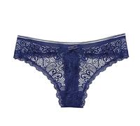 Generisch Calzoncillos de mujer ropa interior bragas bragas mujeres ligero lujo bragas de encaje transparente hueco tentación baja cintura baja sin costuras delgadas bragas, azul oscuro, M
