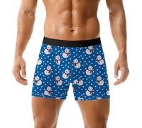 Generisch Calzoncillos de Navidad para hombre, suaves, cómodos, calzoncillos tipo bóxer con cintura elástica, calzoncillos sin día, muñeco de nieve, patrón de copo de nieve, moda para Navidad S-XXL