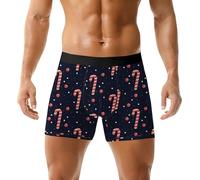 Generisch Calzoncillos de Navidad para hombre, suaves, cómodos, calzoncillos tipo bóxer con cintura elástica, calzoncillos sin día, muñeco de nieve, patrón de copo de nieve, moda para Navidad S-XXL