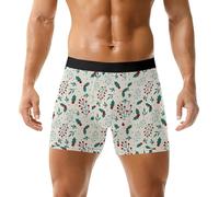 Generisch Calzoncillos de Navidad para hombre, suaves, cómodos, calzoncillos tipo bóxer con cintura elástica, calzoncillos sin día, muñeco de nieve, patrón de copo de nieve, moda para Navidad S-XXL