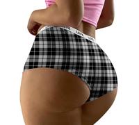 Generisch Calzoncillos de Navidad para mujer, sexy, diseño de cuadros, ropa interior, diseño navideño, tanga divertida, tanga erótica de Navidad, regalos de Navidad para mujeres, 05-e-gris, S