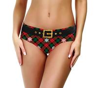 Generisch Calzoncillos navideños para mujer con diseño de dibujos animados, calzoncillos impresos para ocasiones especiales, corte corto, diseño digital, Negro , L
