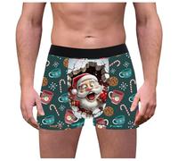 Generisch Calzoncillos para hombre, festival, divertidos, calzoncillos bóxer para hombre, ropa interior de moda, diseño navideño, gorro de Navidad, calzoncillos de Papá Noel, calzoncillos bóxer suaves