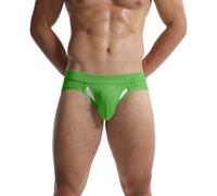Generisch Calzoncillos para hombre, tanga elástica, con bolsa para los testículos, de algodón, transpirable, para mejorar la fuerza, ropa interior fina, ropa interior suave, verde, L